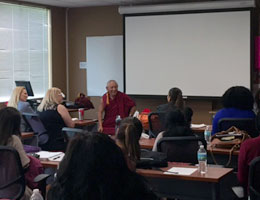 Tibetan Monk, Geshe Pema Dorjee, talks to Social Work Students