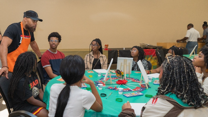 A group of people sitting around a table

AI-generated content may be incorrect.